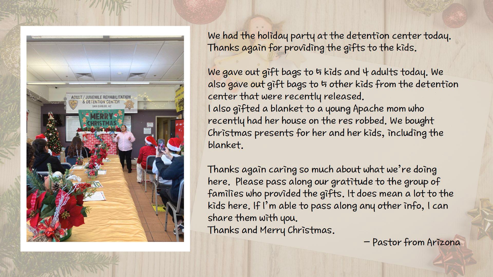 A letter from a pastor in Arizona at a detention center